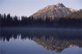 A mountain reflected in still water